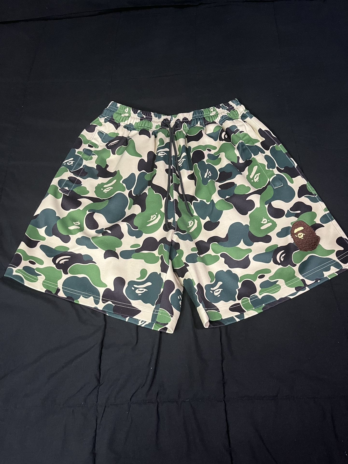Bape-Style Green Camo Shorts — Men Size S