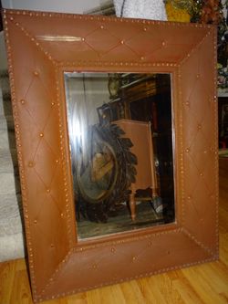 Leather frame mirror