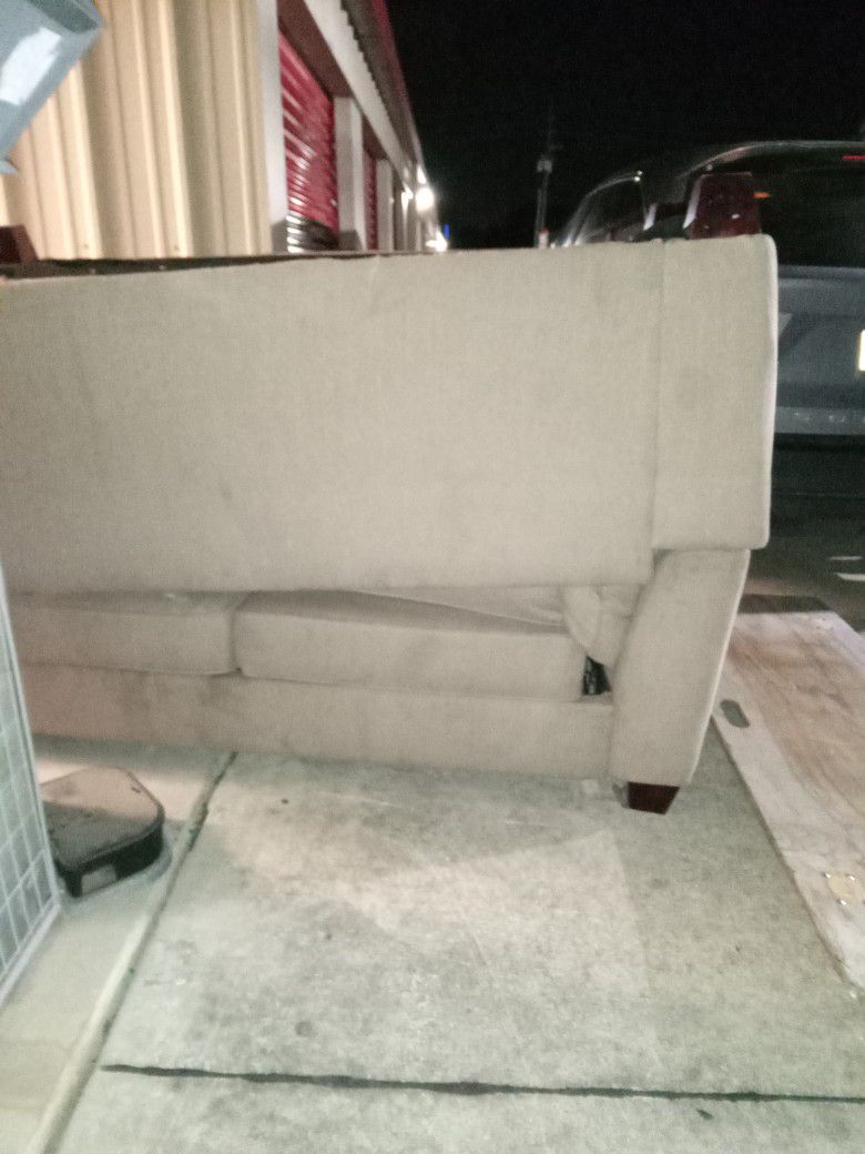 Beige Pullout Queen Bed Couch And Loveseat 
