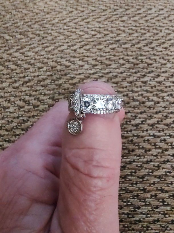 STERLING SILVER, CZ RING.  SIZE 6.5 NEW. PICKUP ONLY.