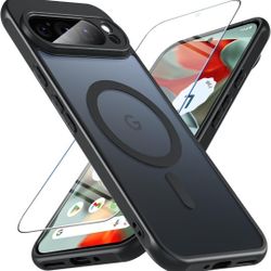 Hensinple for Google Pixel 9 Pro XL Case, Magnetic Phone Case with Screen Protector [Compatible with MagSafe], Translucent Back Slim Shockproof Protec