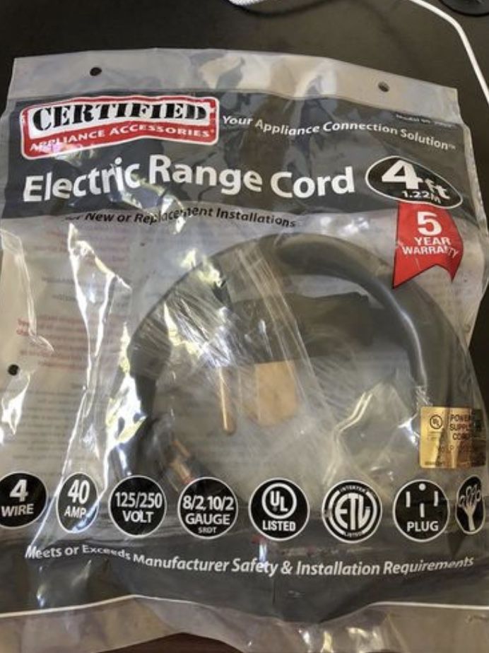Electric range cord (4ft) 4 wires brand new, never used