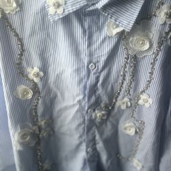 Stripped Print Autumn Button Down Blouse