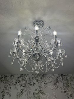Crystal Chandelier Chrome 6-Light Ceiling Fixture