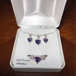 Amethyst Infinity And Heart Matching Jewelry Set