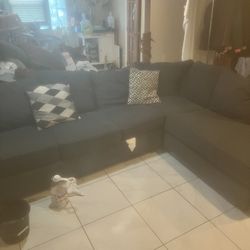 Blue Comfortable Couch With L Attachment 