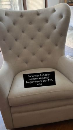 Tufted Wingback Swivel Rocking Chair