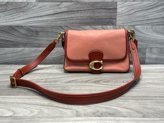 Coach Light Coral Logo Closure Color Block Soft Leather Tabby Shoulder Bag (A1D016552)