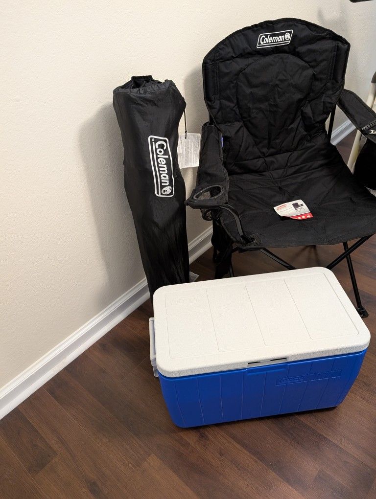 Coleman Chairs & Coleman Cooler With Drain