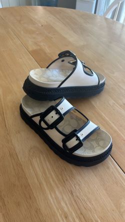 Coach Lainey White/Black Rubber Slide Sandals Size 7