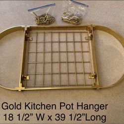 POT RACK: Gold/ Brass Kitchen Ceiling Hanging Pot Rack