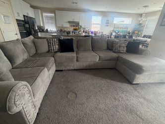 MAKE OFFER- Oversized Gray Sectional Sofa w/ Chaise – 160” – Excellent Condition