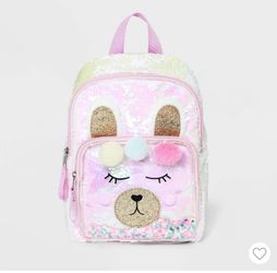 Girls Flip Sequin Llama Backpack