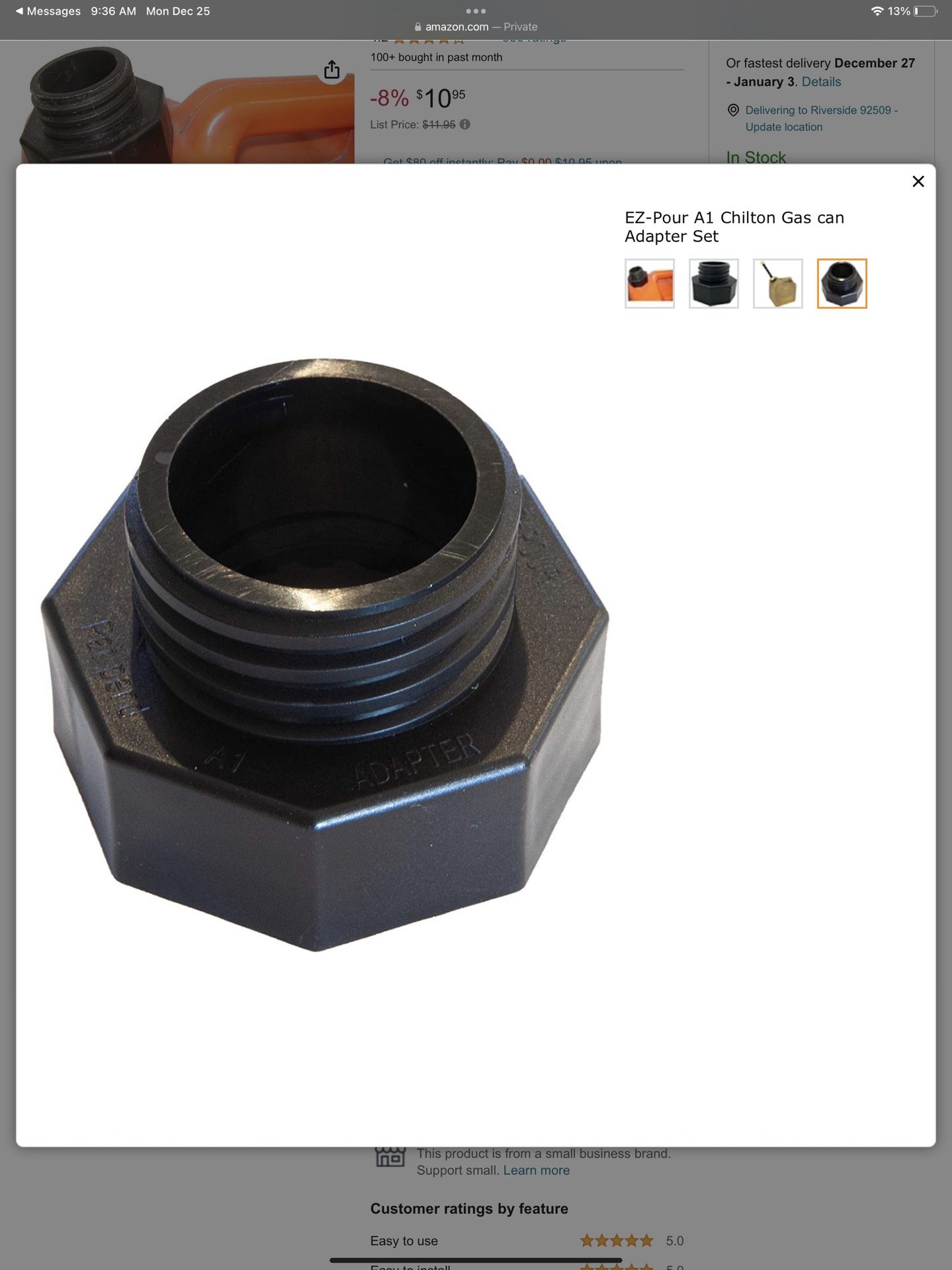 EZ-Pour A1 Chilton Gas can Adapter Set