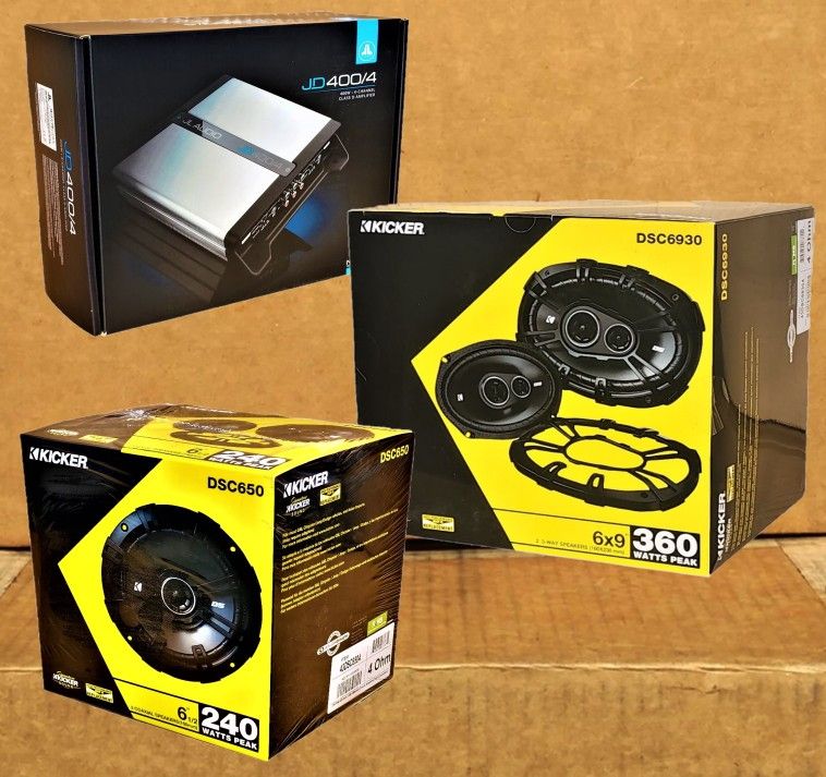 JL Audio JD Series 4 Channel Speaker System Amplifier Kicker DS Series 6.5" 2-Way & 6x9" 3-Way 600 Watts Package 🚨 Payment Options Available 🚨