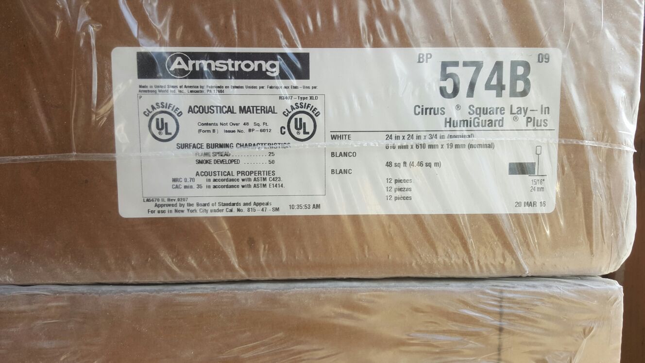 Ceiling Tile Armstrong Cirrus Square Lay-In Humiguard Plus model 574B