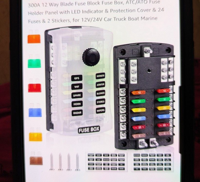 300A 12 Way Blade Fuse Block Fuse Box ATC/ATO Fuse Holder Panel w/ LED Indicator
