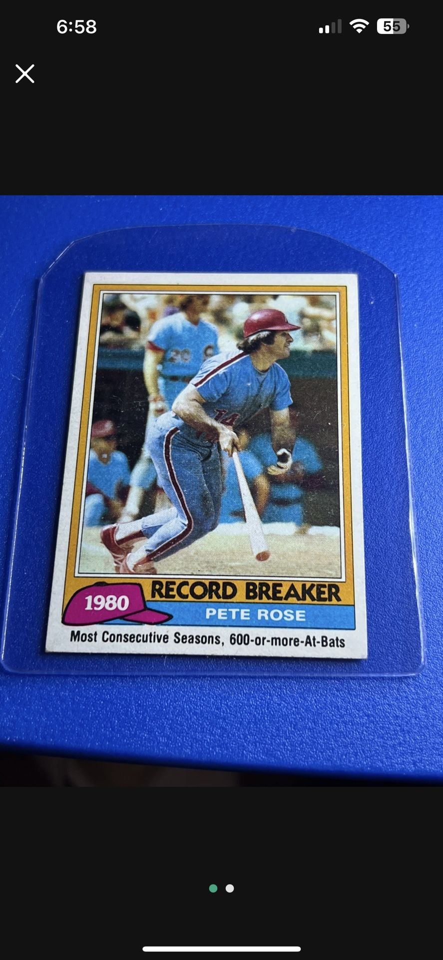 1981 Topps Philadelphia Phillies Record Breaker Pete Rose #205