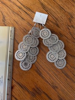 Silver Toned Statement Piece Dangle Earrings