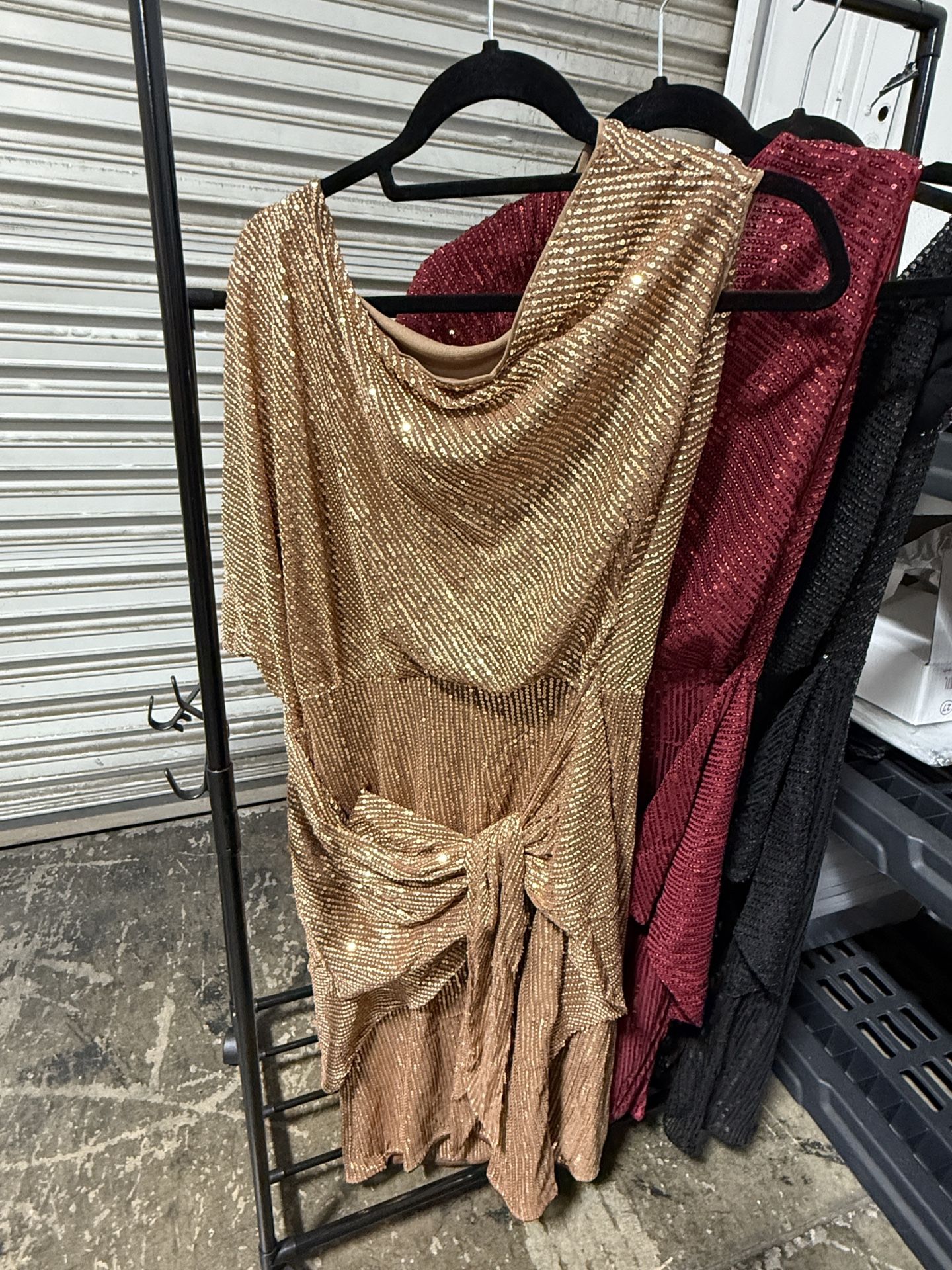 Grace Karin Gold Sequin Wrap Formal Holiday Party Dress One Shoulder Sleeve