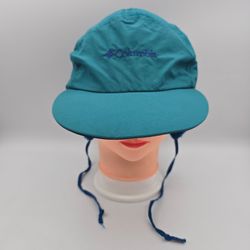 Vintage Columbia Teal/Blue Winter Nylon/Fleece Ear FlapTrapperHat Size M. 6