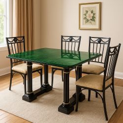 Dining Table with 4 Chairs  50% Off– Unique Green Finish – Priced to Sell 🍽️