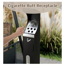 Cigarette Receptacle Metal Vertical Trash Bin Cigarette Butts Ash Outdoor Trash Silver