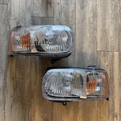 Left & Right Headlight Lamp Assembly For 2001-2004 Ford Escape Chrome Bezel