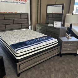 Modern Black And Gray Queen Bedroom Set 