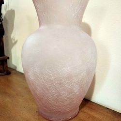 Vintage Pink Crackle Vase Satin