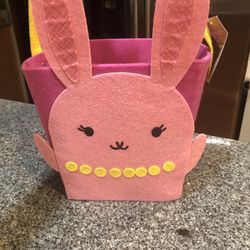 Bunny Easter  Basket - Pink Felt  Material