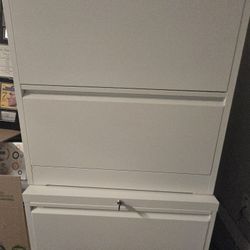 White Double File Cabinet With Hanging Folder Bar