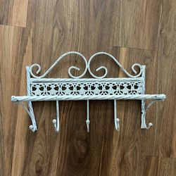 Shabby Chic Hanging Iron Shelf/Hooks