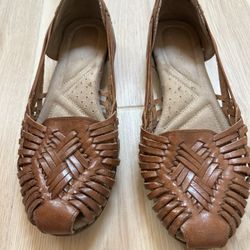 Naturalizer Huarache Shoes Women Slip on Leather Flat 8 Cushioned Insole