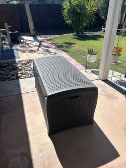 99-Gallon Resin Wicker Deck Box