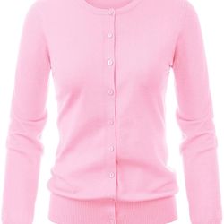 Pink Cardigan Sweater.