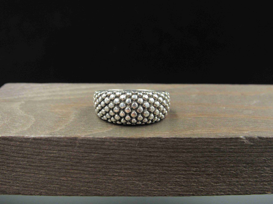 Size 6.75 Sterling Silver Quality Textured Dome Band Ring Vintage