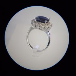 6.27 CT Sapphire and 1.63 CT Diamond Ring