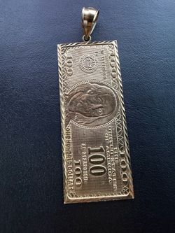 10kt $100 bill pendant