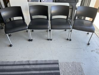 $80.00 Each. Like New! Steelcase Black Leather Rolling Office Move Chairs