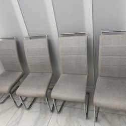 Modern Upholstered Dining Chairs – Set of 4 – Chrome Base