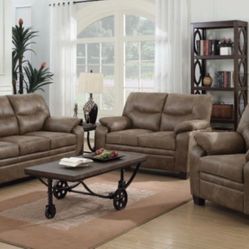 Brand New 2PC Brown Sofa and Loveseat Set