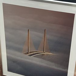 Large Framed Photograph Of Skyway Bridge Through The Clouds - Photograph By Tom Hurley 