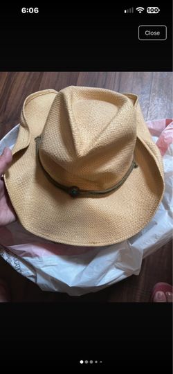 Women’s Straw Cowboy Hat with Turquoise Concho