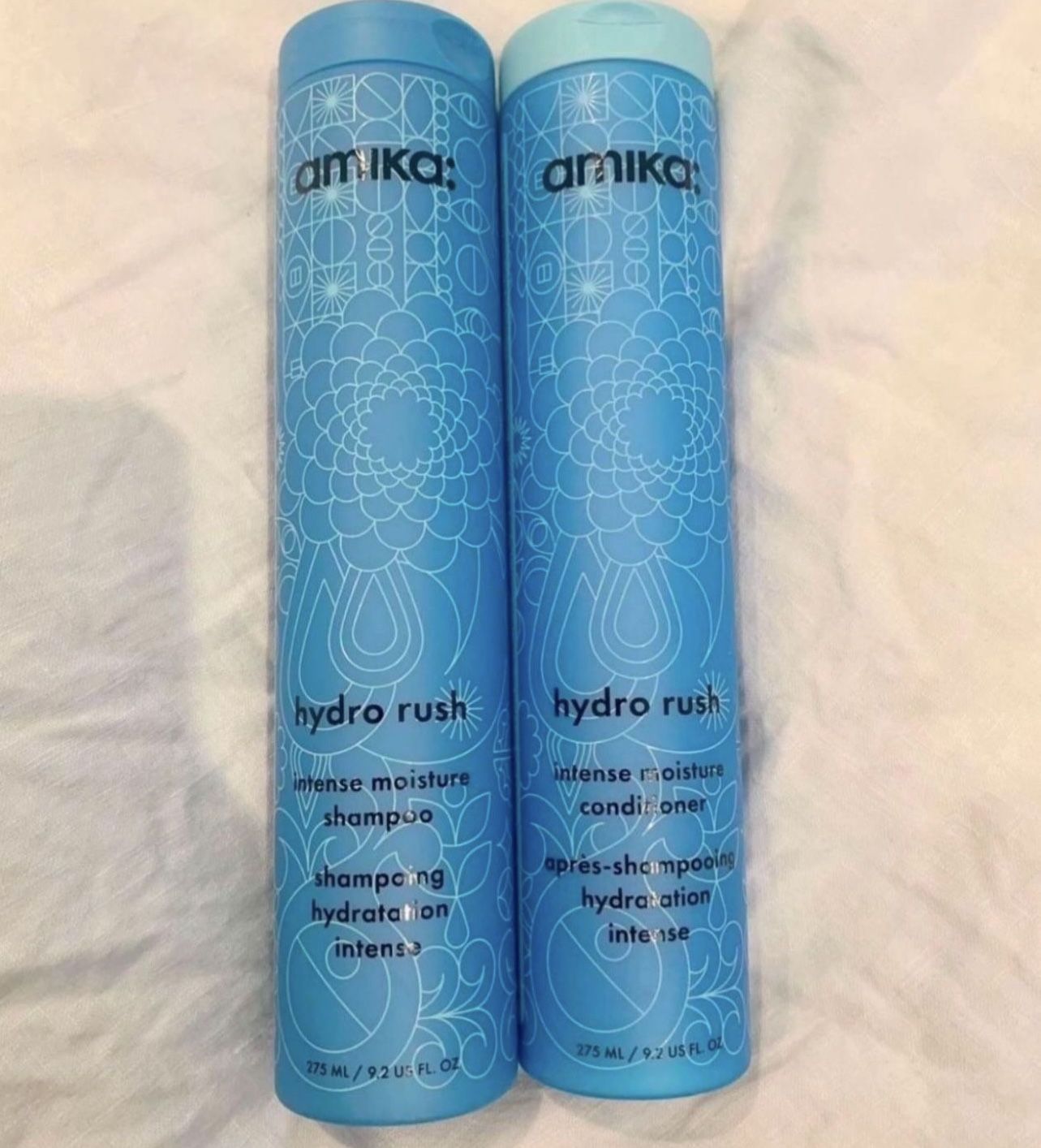 Brand New Amika hydro Rush Intense Moisture Shampoo And Conditioner Set 