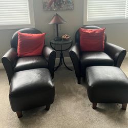 Pier 1 - set of 2 leather chairs and ottomans.  