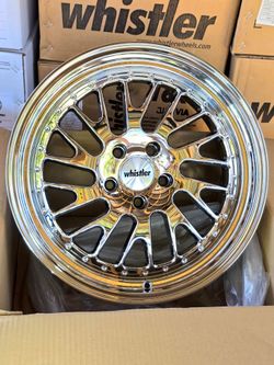 18x8.5 BRAND NEW WHISTLER SK1-T CHROME WHEELS/RIMS. 5X114.3