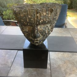 Face Statue Plastic Marble Base 18x11.5in