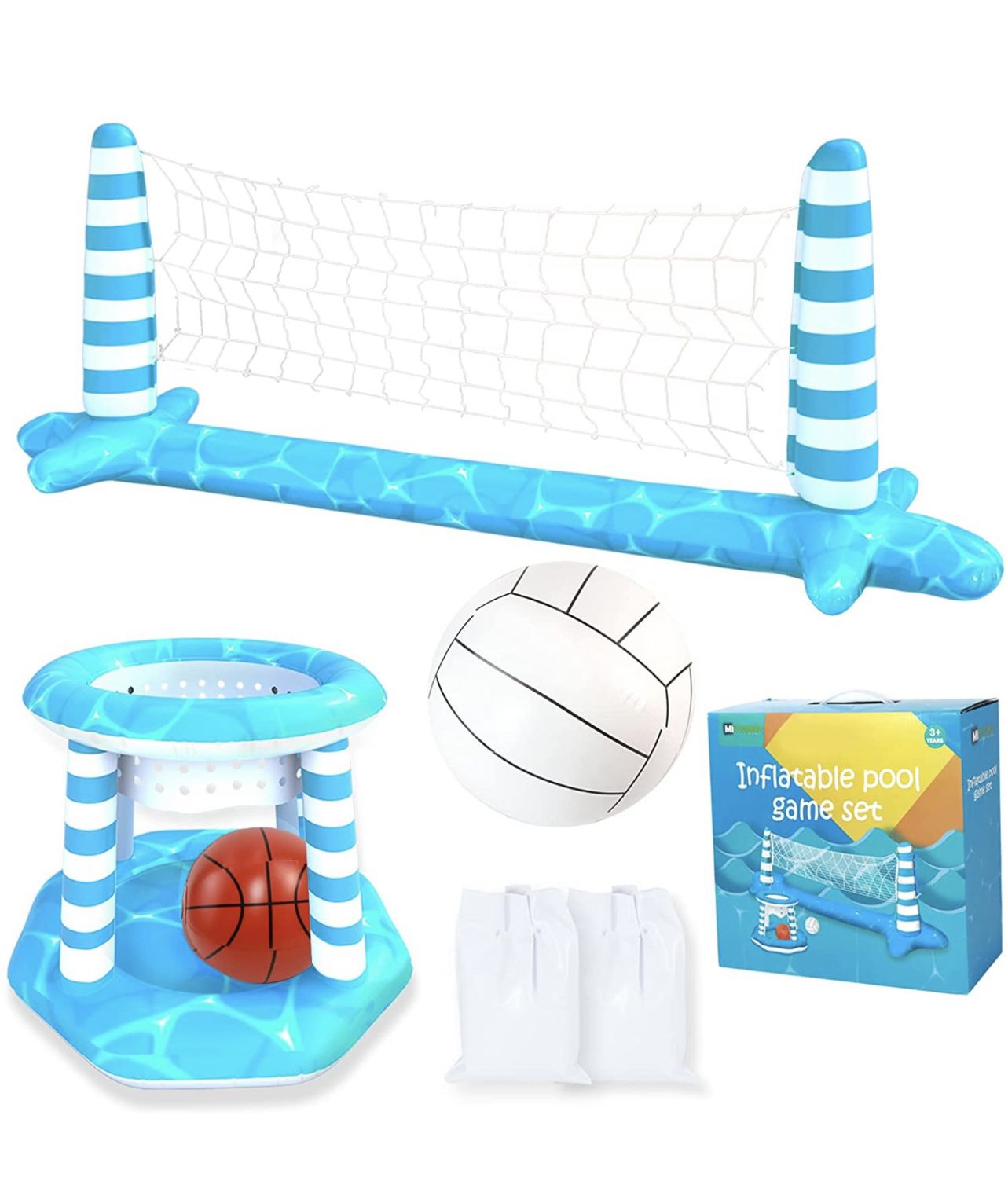 Inflatable Pool Volleyball Net Basketball Hoop Swimming Pool Toys Set