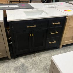 43'' Solid Wood Bathroom Vanity Cabinet with Stone Countertop (Open Box)
